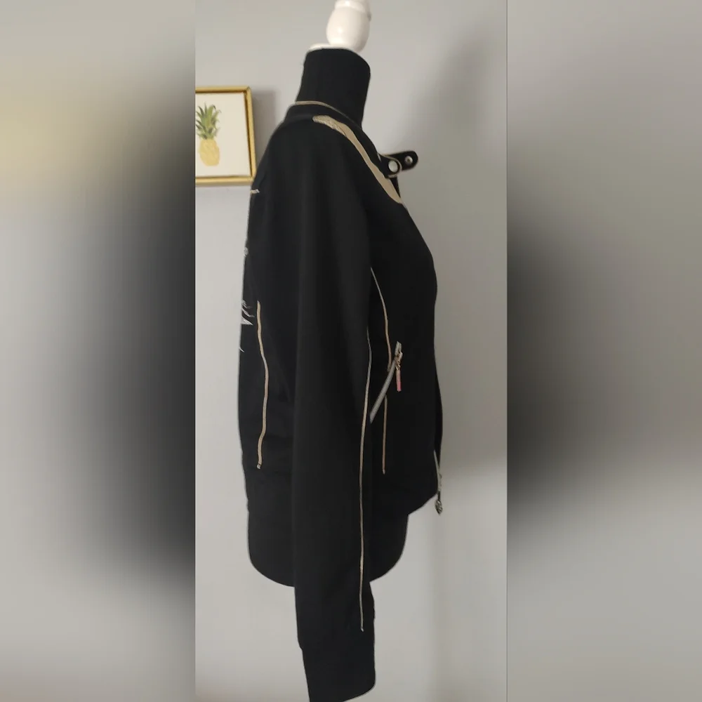 Jacket Women  Mecca  Femme  Vintage Black Zipper Front Size Large  Graphics